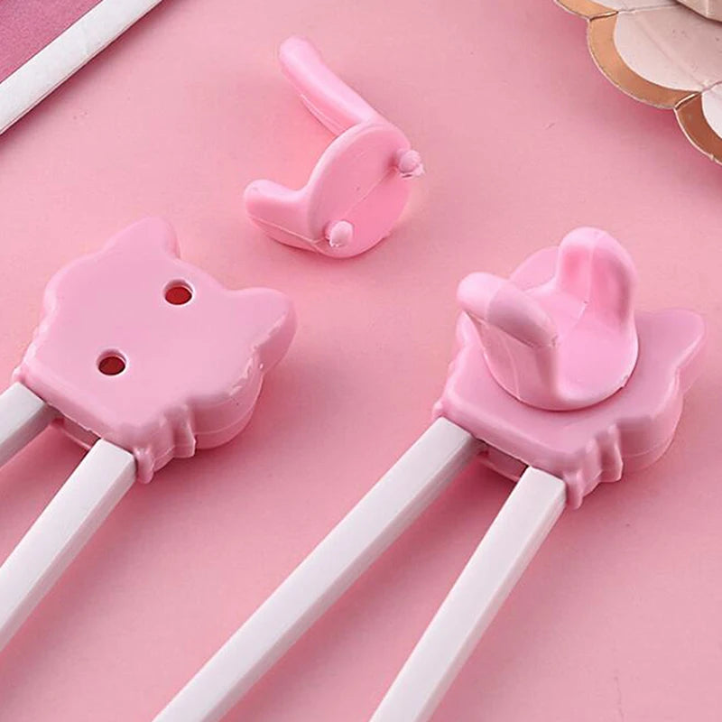 1 Pair Baby Kids Training Tableware Food Sticks Cartoon Animal Chopsticks For Children Cute Cat Elementary Learning Chopstick. Qme