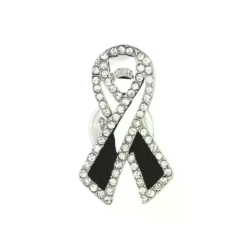 1/3/5Pcs Black Rhinestones Ribbon Brooch Funerals Memorial Pin For Woman Men Suit Dress Shirt Accessories Mourning Badge Qme