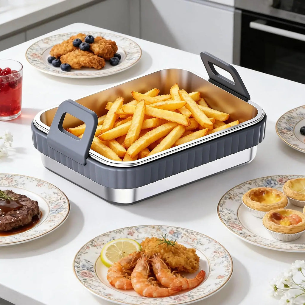 Air Fryer Baking Pan Non-stick Heat-resistant Silicone Handle Kitchen Qme
