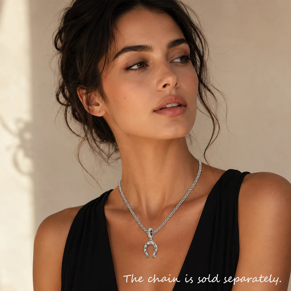Ethnic Horseshoe Charm Pendants For Women Men Trendy 925 Sterling Silver Vintage Jewelry Qme