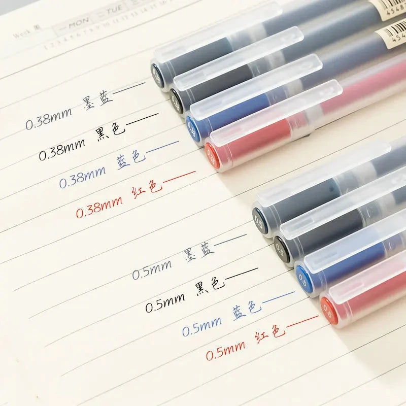 3-6Pcs/Set 0.38mm Kawaii MUJIs Gel Pen Black/Red/Blue Ink Gel Pen Office School Ballpoint Pen Writing Stationery Qme