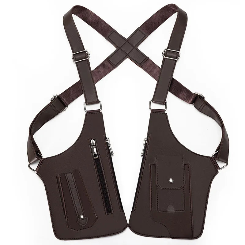 Men's Retro Strap Underarm Satchel Multi-functional Outdoor Bag Qme Brown