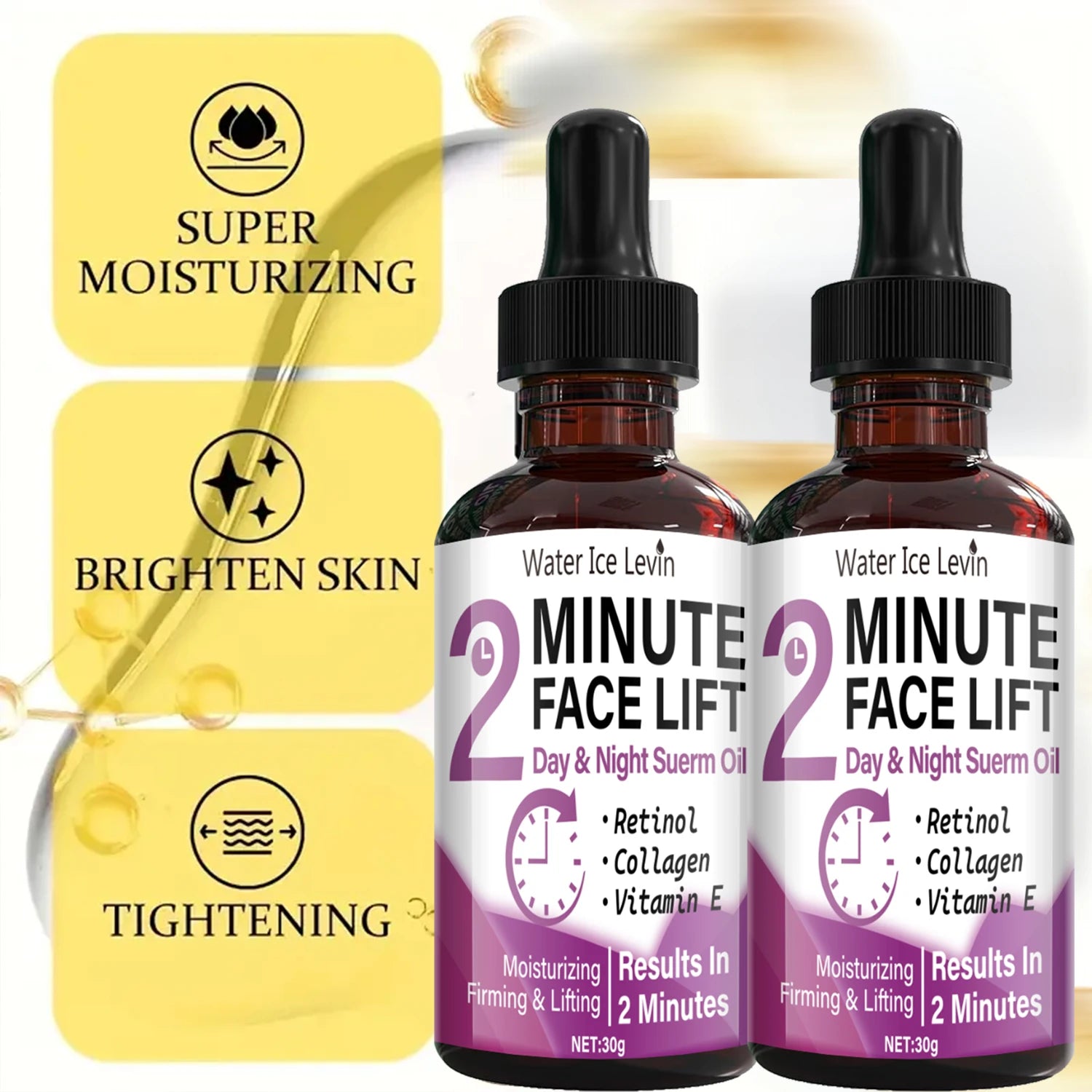 Minute Face Lift Day & Night Serum Oil with Retinol & Collagen - Moisturizing, Firming & Lifting in 2 Minutes Qme
