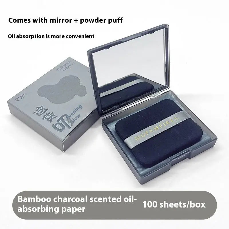100Sheets Oil-absorbing Paper Mirror Case Puff Portable Oil-holding Qme mirror box Black