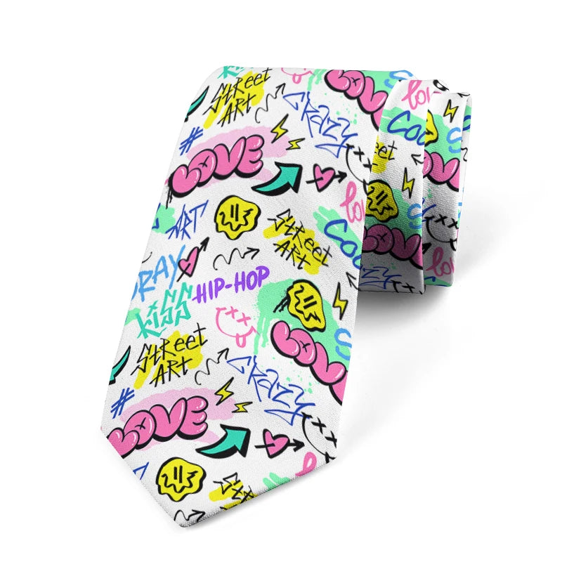 Funny Graffiti Printing Men's Tie Fashion Casual Street Novelty Qme style5