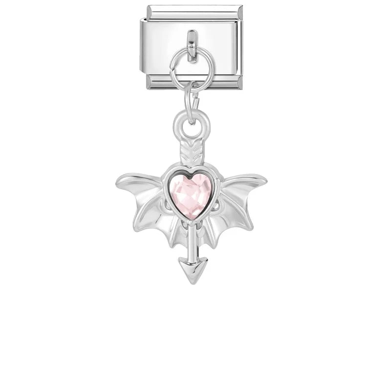 Shiny Colorful Zircon Pendant Series Red Cherry Bow Italian Charm