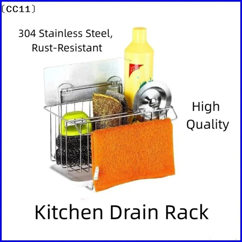 Stainless Steel Kitchen Drain Rack Basket Sink Side Storage Qme