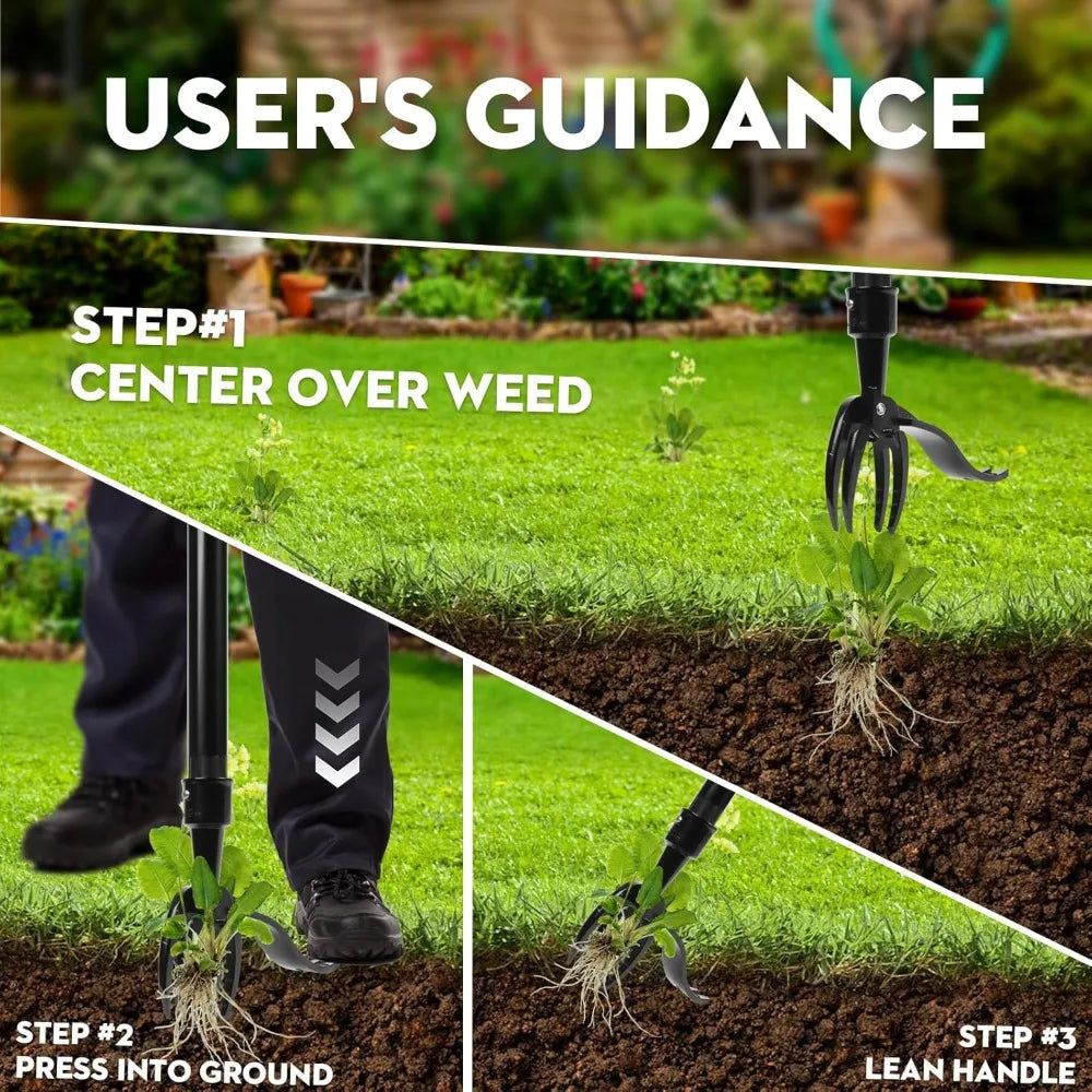 Stand Up Weed Puller Manual Vertical Weed Stuff/Pulling/Garden Tools Garden Foot Pedal Shovel Root Metal Weed Remover with Rod Qme
