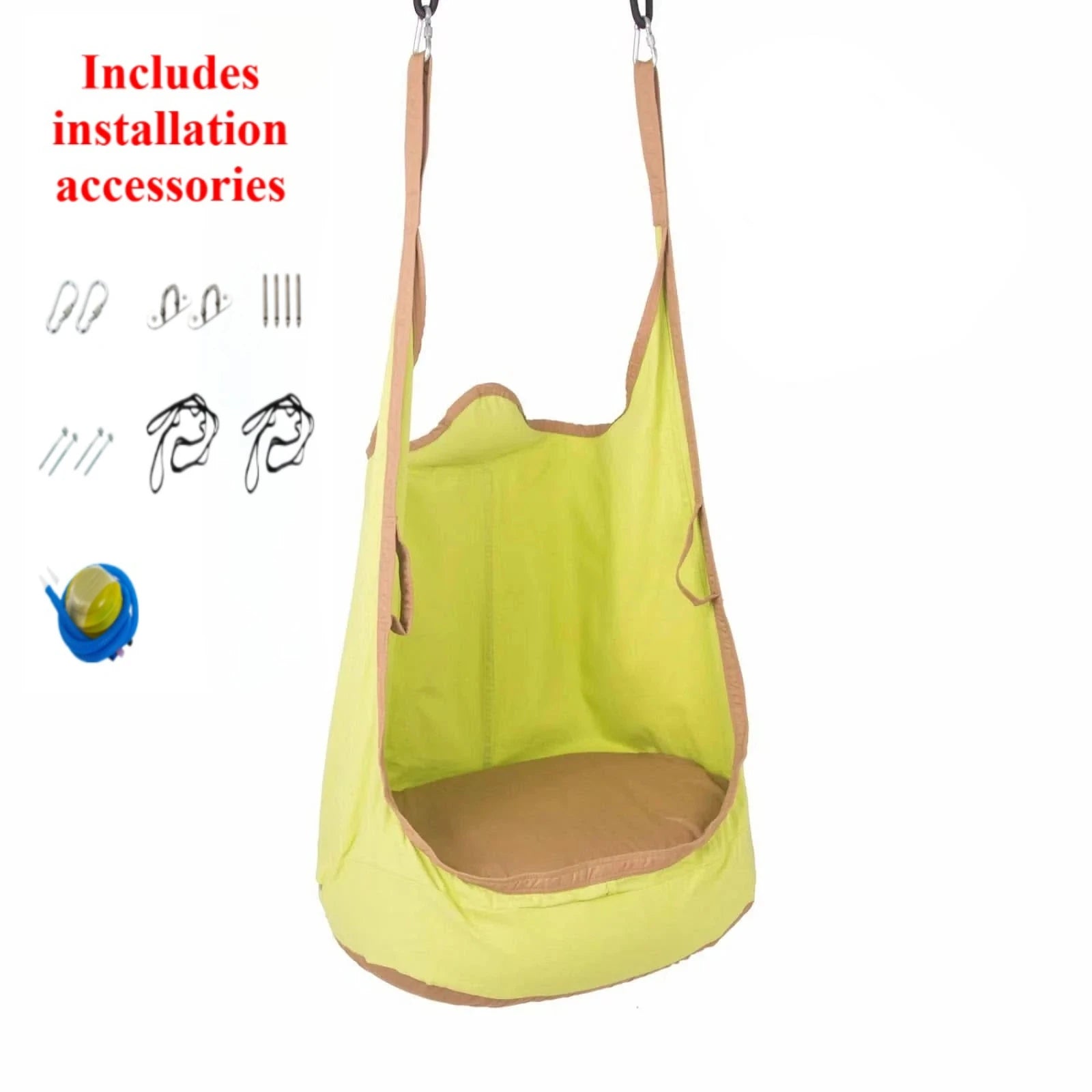 Kids Pod Swing Seat Cotton Child Hammock Swing Chair Sensory Swing for Indoor Outdoor for Children with Autism ADHD Asperger Qme Yellow(with tools)