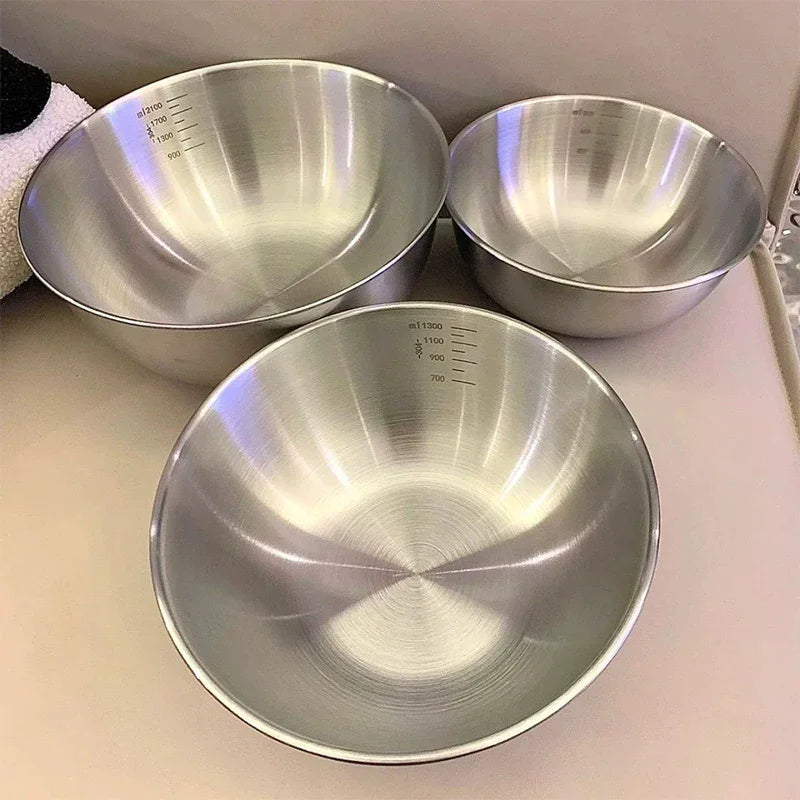 Stainless Steel Bowl Scale Cooking Baking Food Storage Large Capacity Qme