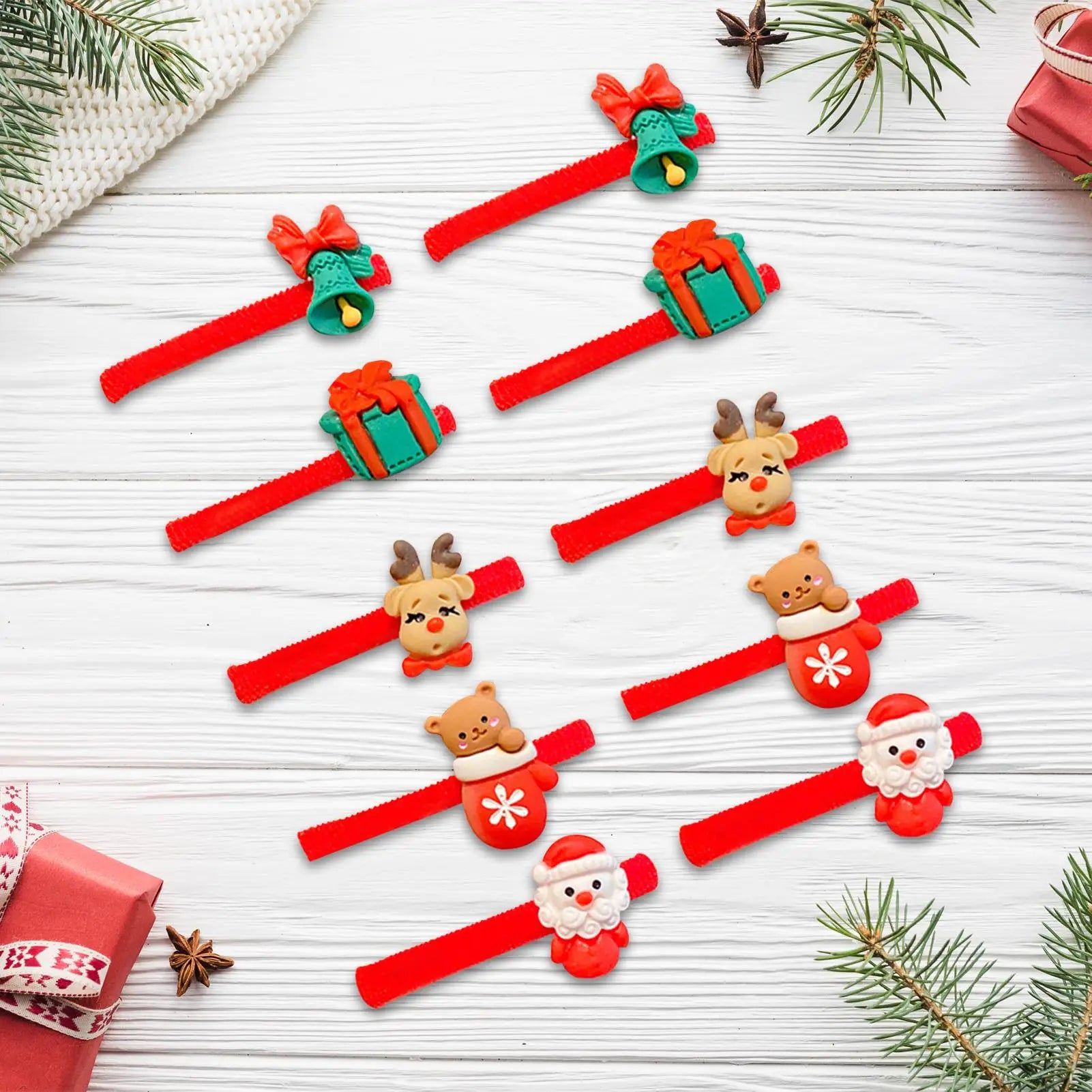 Christmas Hair Ties Cartoon Headwear Lovely Kids Elastic Bands Santa Qme