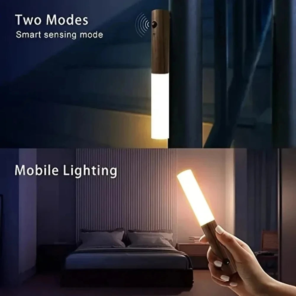 LED Motion Sensor Night Light Rechargeable Human Body Induction Lamp for Home Corridor Cabinet Toilet Wall Decor Lighting Qme