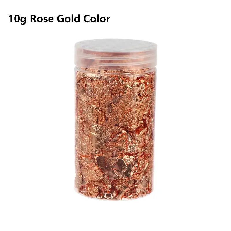 2 5 Metallic Foil Flakes Gold Colorful Alloy Arts Nails Painting DIY Qme 10g Rose Gold Color