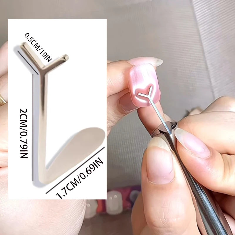Y-shaped Cat Eye Magnet Wire Nail Art Magnetic Stripe Creating 3D Heart Cat Eye Nail Art Tools Accessories Multifunction Magnet Qme 1pcs Silver