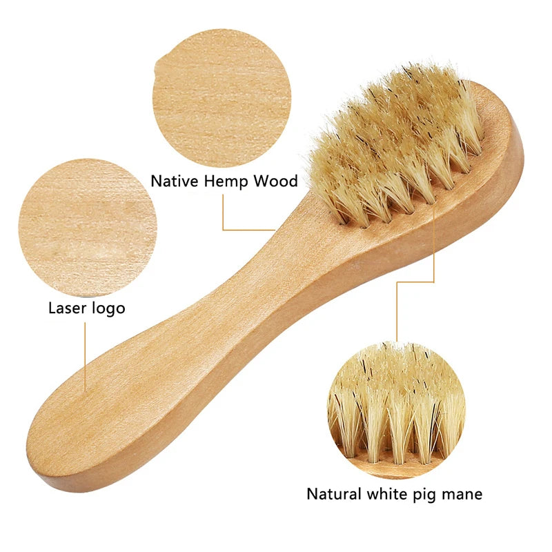 Natural Bristle Face Brush Exfoliating Skin Care Tool Wooden Handle Qme