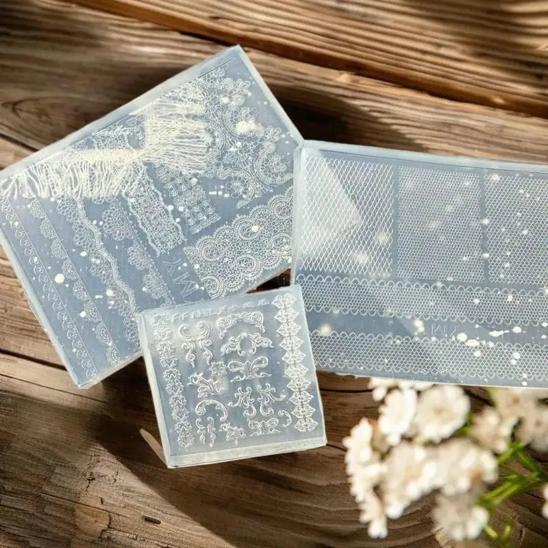 Silicone 3D Nail Moulds DIY Transparent Design Templates Lace Ribbon Qme