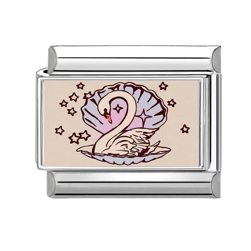 New Y2K Design Pink Heart Leopard CD Lips Hat Italian Charm Links Fit 9mm Stainless Steel Bracelet Women Men DIY Making Gift Qme Style 7
