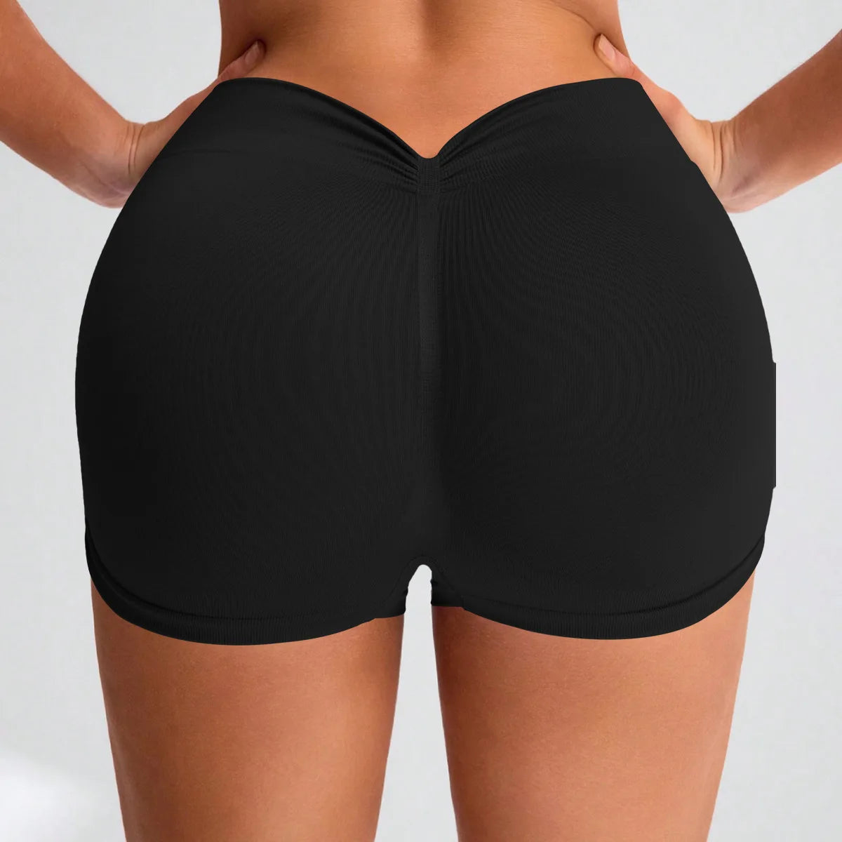 Three-quarter Mid-waist Hip-enhancing Seamless Knitted Yoga Peach Qme black M