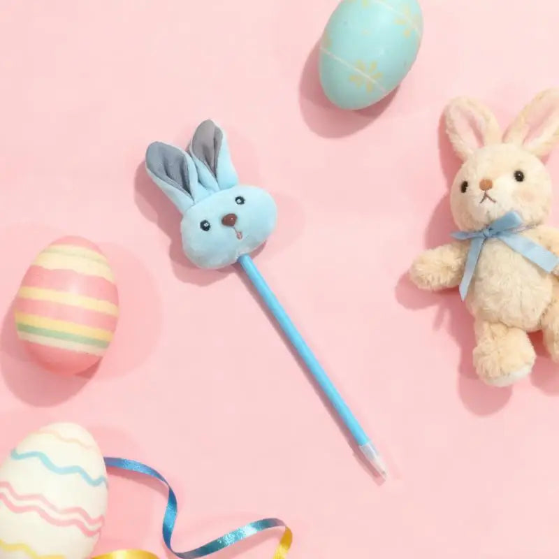 Kawaii Easter Long Ear Rabbit Plush Ballpoint Pen Cute Animal Writing Qme