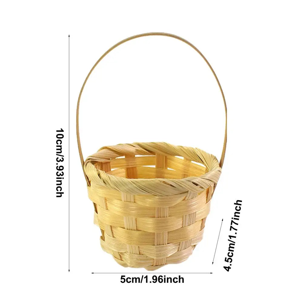 Basket For Flowers Rustic Basket with Handle Portable Miniature Woven Desktop Ornament For Garden Home Outdoor Wedding Farmhouse Qme 01
