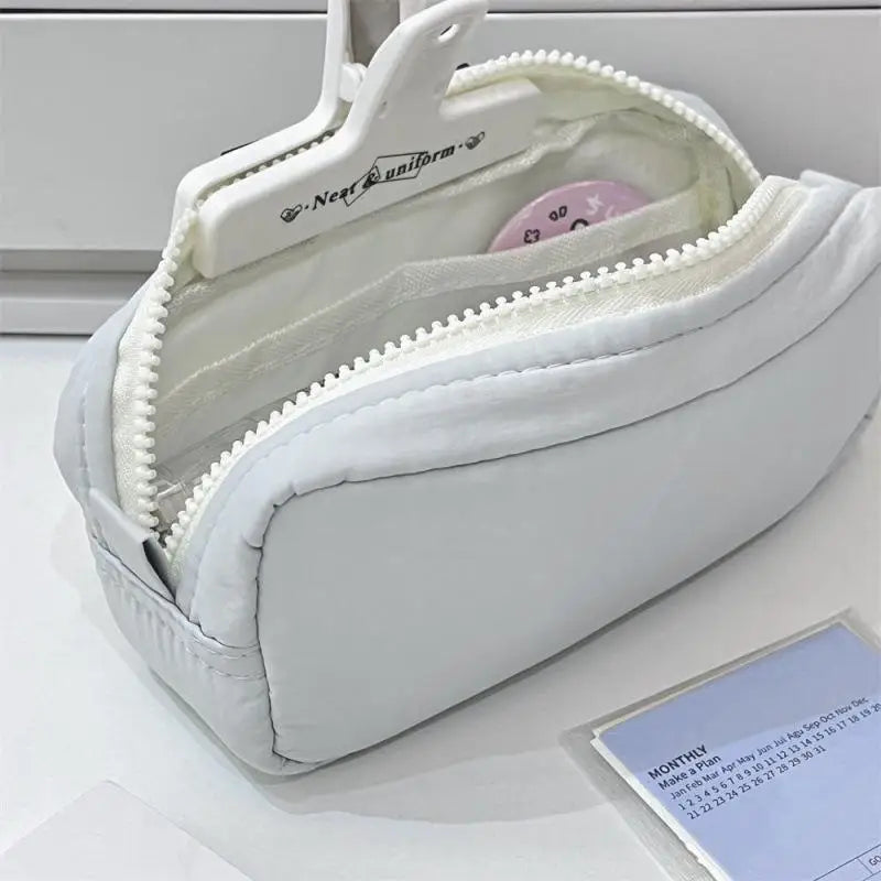 Zipper Pen Bag Simplicity Solid Design Large Capacity Pencil Case Qme