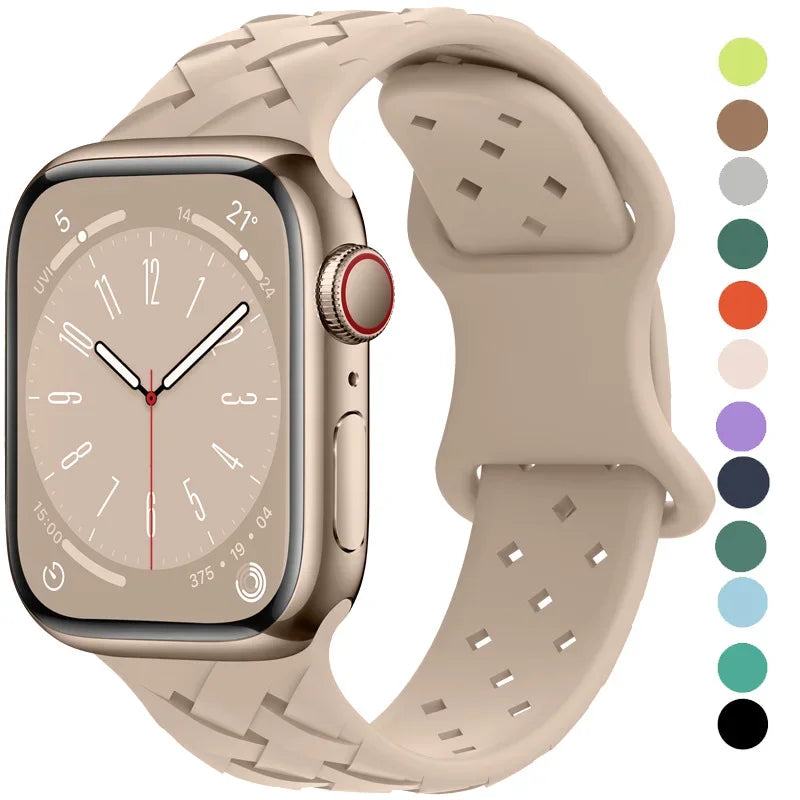 Strap for Apple Watch Band Ultra 49mm 44mm 40mm 45 Mm 41mm 38mm 42mm Sport Silicone Woven Loop Bracelet IWatch Series 8 7 6 3 Qme