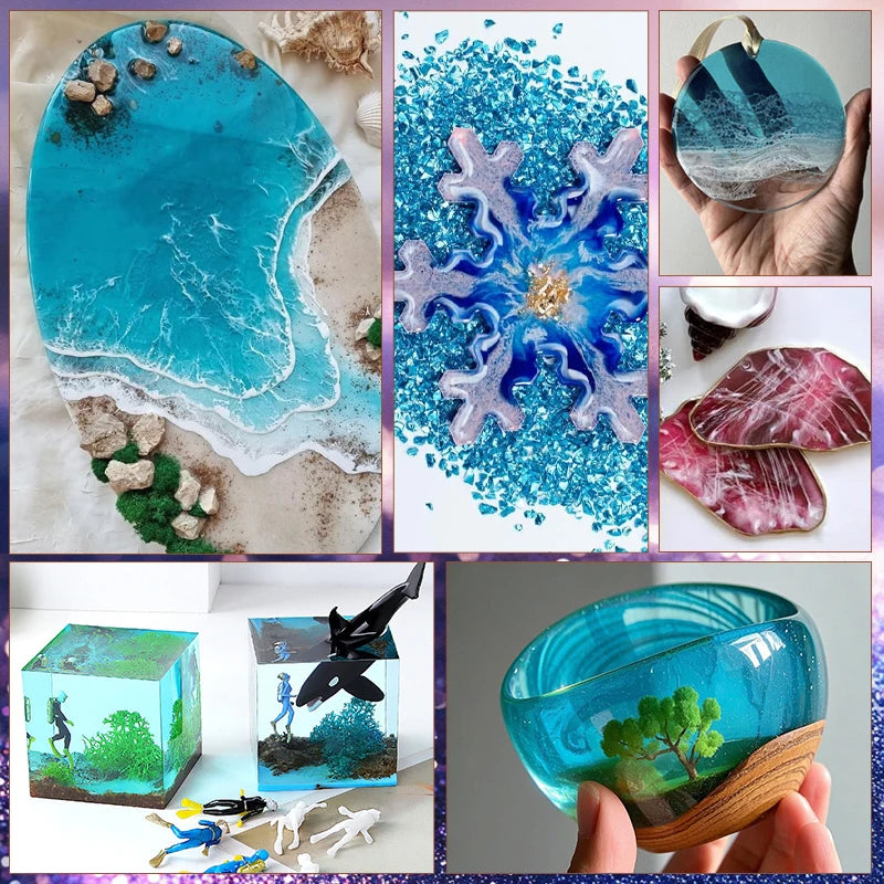 Clear Casting Epoxy Resin Kit – 1:1 Mix, Quick Cure Epoxy Resin Ideal for Jewelry, Resin Art DIY, River Tables & Home Decor DIY Qme