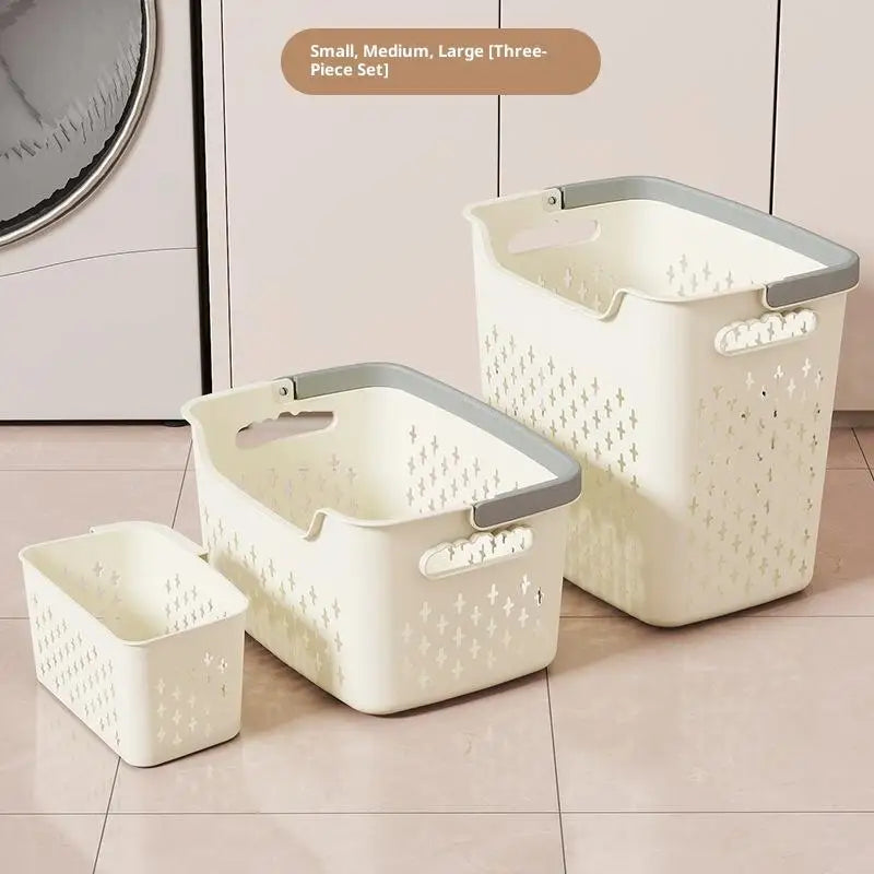 Household Laundry Basket Bedroom Bathroom Storage Large Capacity Qme White S M L