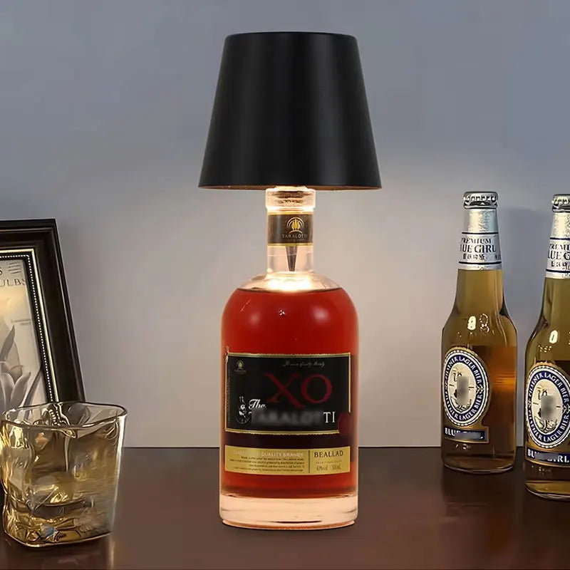 Wine Bottle LED Wireless Table Lamp 3-color Infinitely Dimmable USB Qme