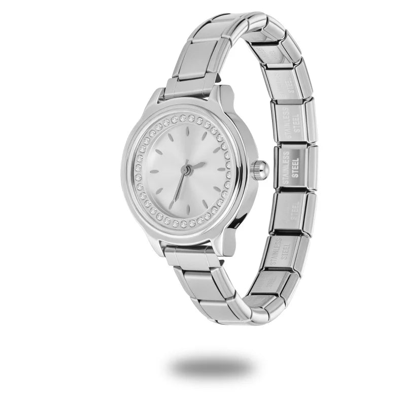 Fashion Stainless Steel Round Simple Watch Bracelet Bangle Friend