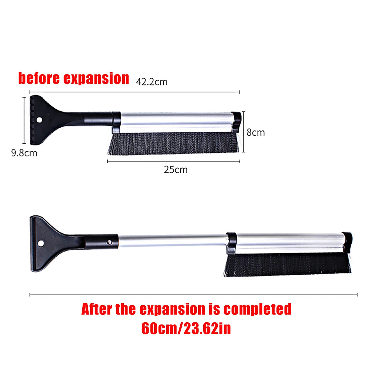 Car Snow Scraper Extendable Length Winter Ice Removal Tool Clear Qme