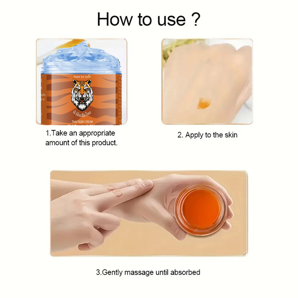 Thai Tiger Oil Cream - Hypoallergenic Deep Moisturizer, Rich in Nicotinamide and Hyaluronic Acid, 60g, Natural Ingredients, Soothing and Moisturizing, Suitable for All Light Skin Tones Qme