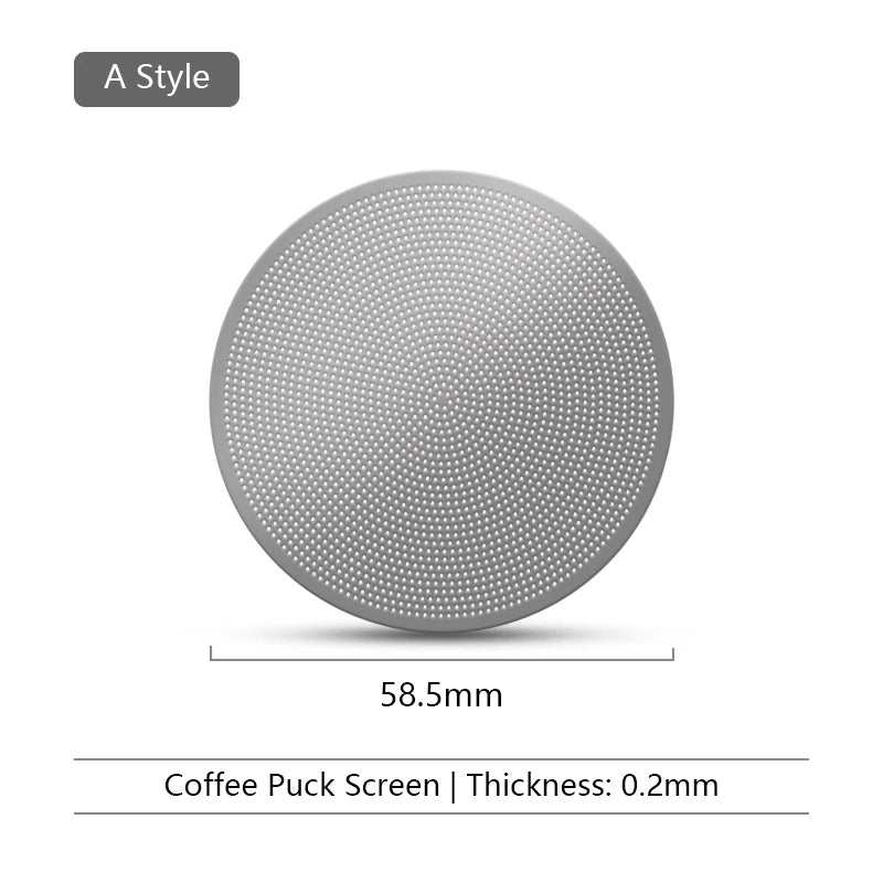 Multi-size 51/53/58.5mm Food Safe Steel Puck Screen 0.2mm Mesh Filter For Daily Coffee Brewing Use Qme 58.5mm