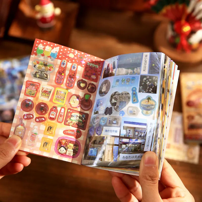 30 Sheets Retro Y2K Style Cut Film Sticker Book Japanese Sticker Journal Handbook DIY Scrapbooking Kawaii Stationery Stickers Qme C3