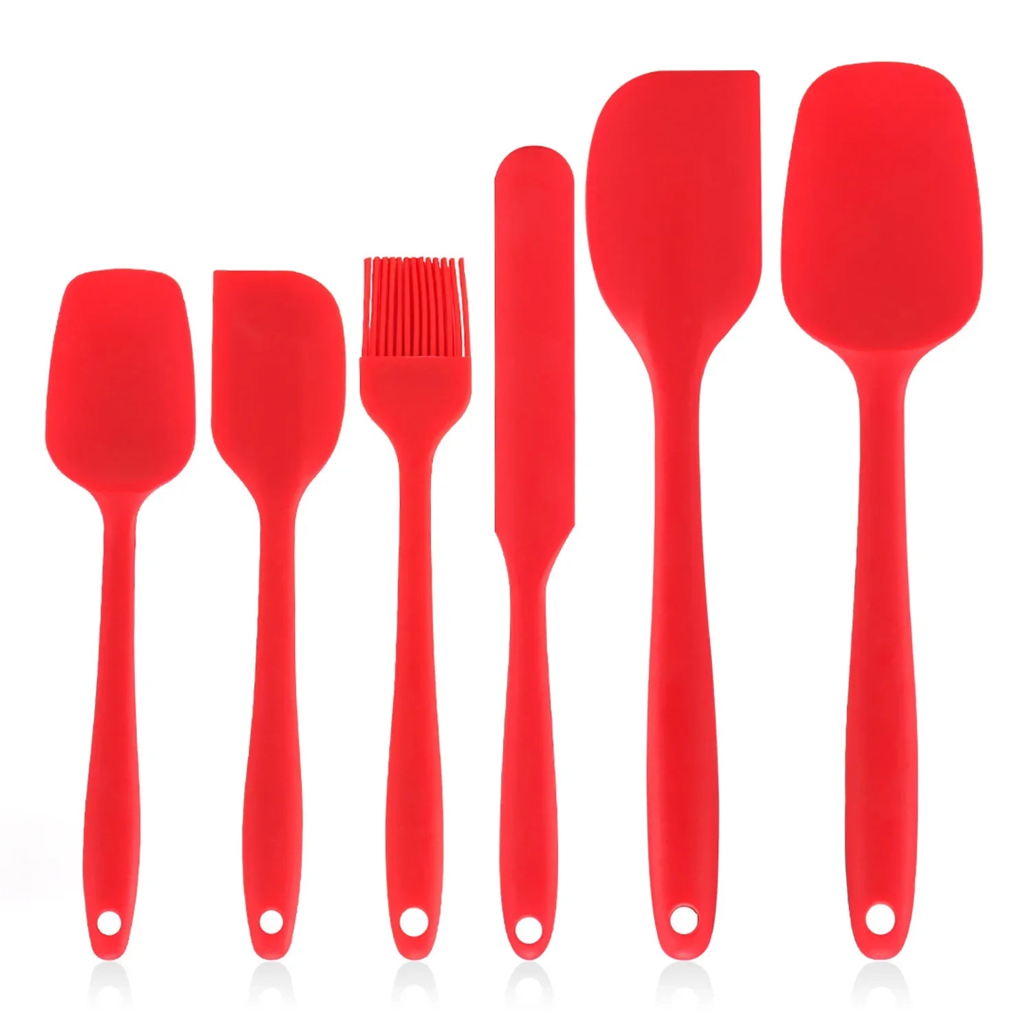 6 Silicone Spatula Food Grade Non Stick Heat Resistant Spatulas Qme Red
