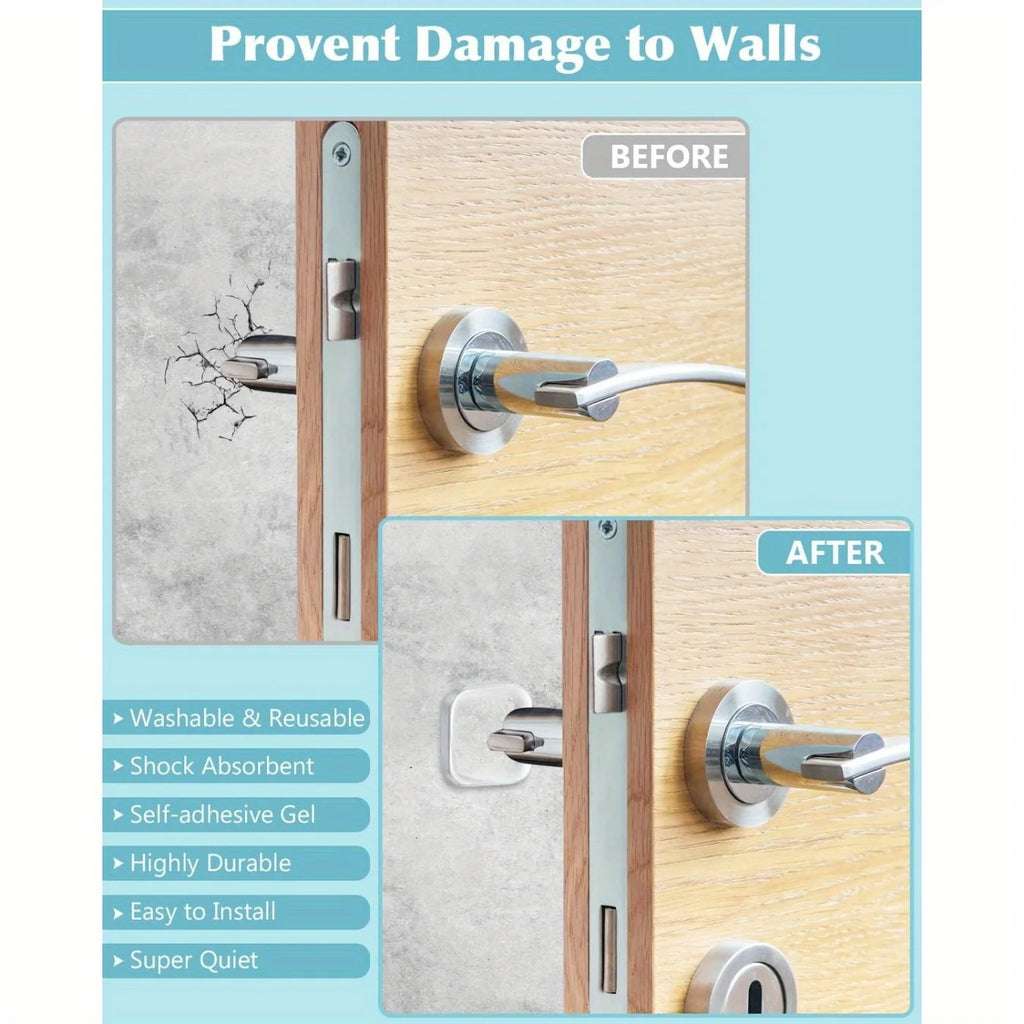 6-Piece Self-Adhesive Door Block Wall Protector - Soft Transparent Rubber Buffer Shield for Home and Office, Shock Absorption Qme