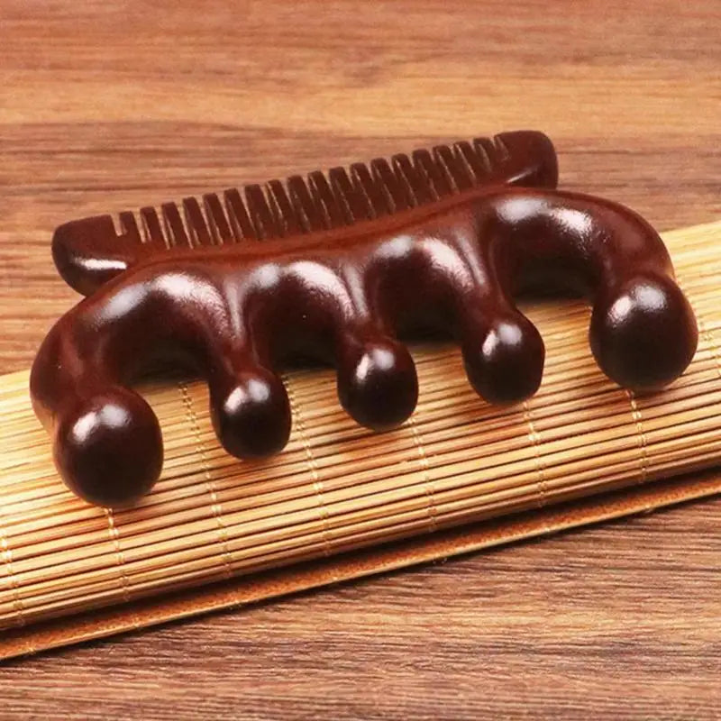 Sandalwood Comb Head Massager Five Tooth Whale Scalp Scraping Body Qme