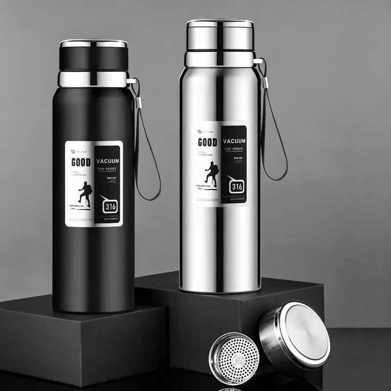 316 Stainless Steel Vacuum Insulated Water Bottle Leakproof Travel Thermos With Lanyard Keep Hot Cold All Day For Outdoor Sports Qme