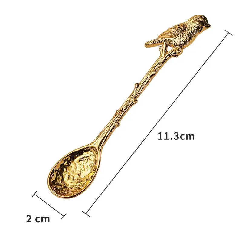 Retro Metal Coffee Spoon Dragonfly Branches Leaves Shape Ice Cream Qme A