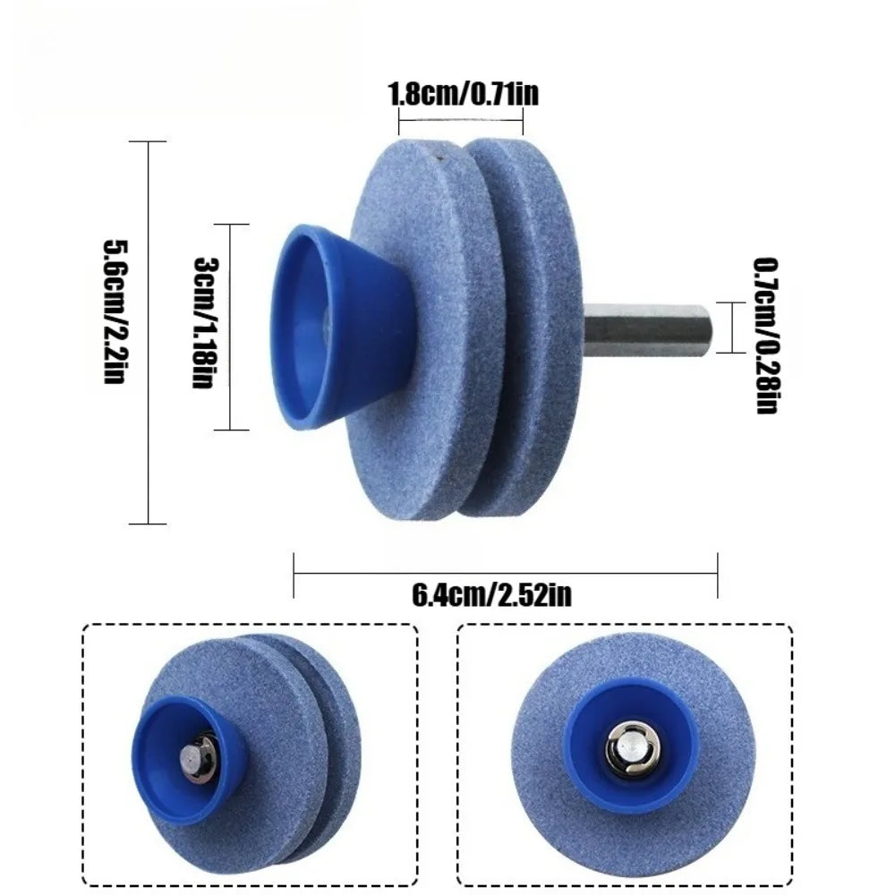 Lawn Mower Blade Sharpener Grinding Wheel Drill Bit 7mm Shaft Multilayer Abrasive Stone for Garden Scythe Axe Knife Sharpening Qme
