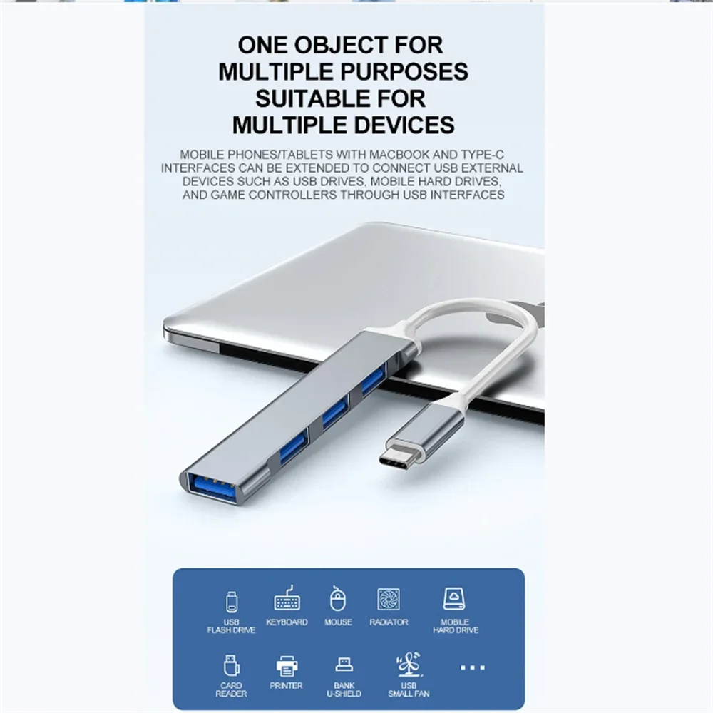 4-in-1 USB C Hub 3.0 Adapter High Speed Transmission USB Docking Station Multi Function Wire Divider For PC Computer Notebook Qme