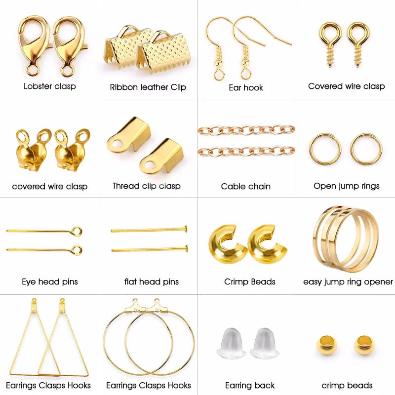 Alloy Accessories Jewelry Findings Set Earring Making Kit Lobster Clasp Open Jump Rings Repair Tools DIY Jewelry Making Supplies Qme