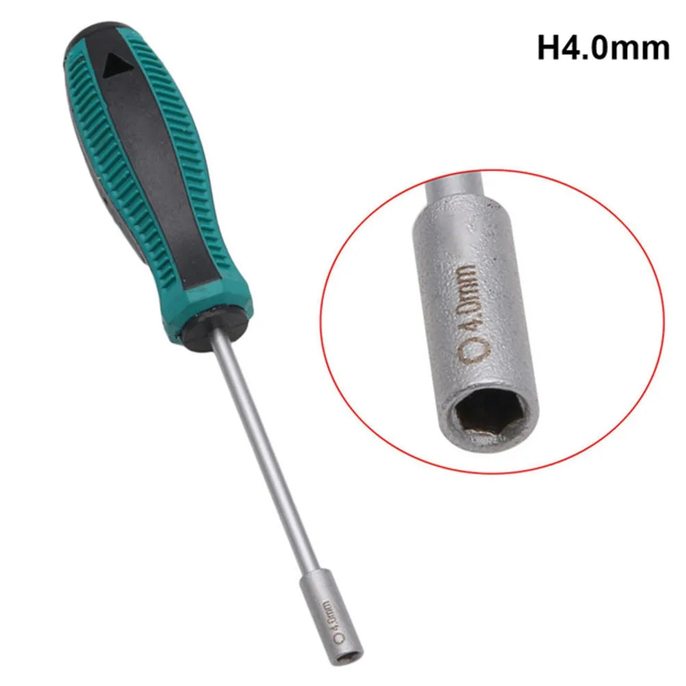 1pc Metal Socket Driver Wrench Screwdriver Hex Nut Key Nutdriver 3-6mm Screw Driver With Hanging Hole Socket Screwdriver Tools Qme 4.0mm