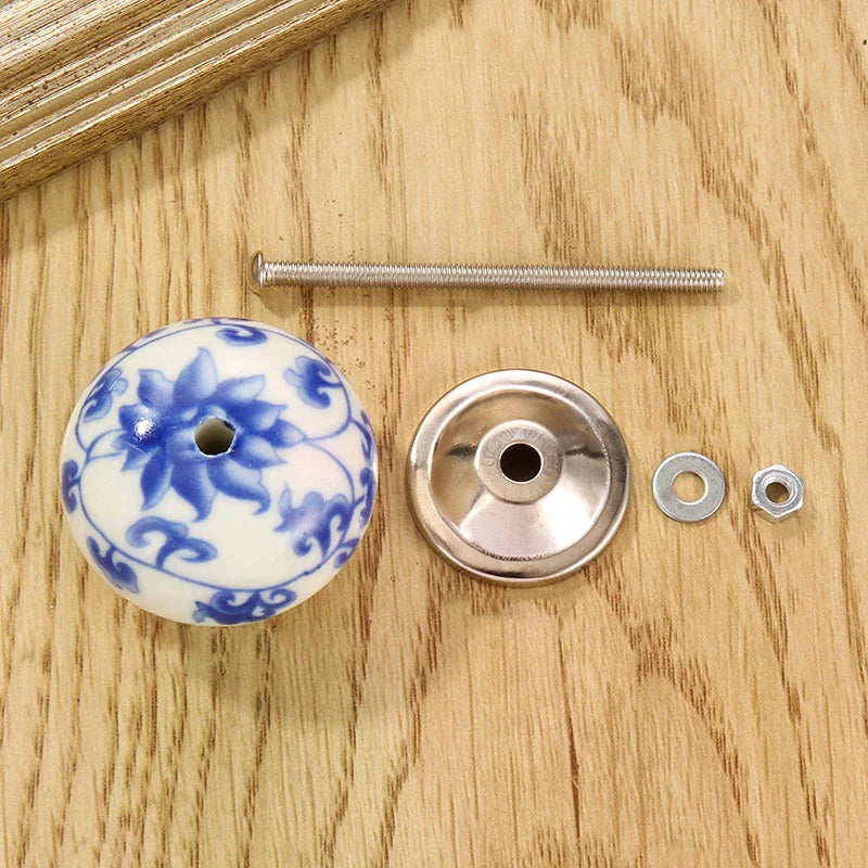 1PCS Multicolor Ceramic Knobs For Cupboard Cabinet Dresser And Furniture Antique Floral Drawer Handle Pull Door Knob Qme
