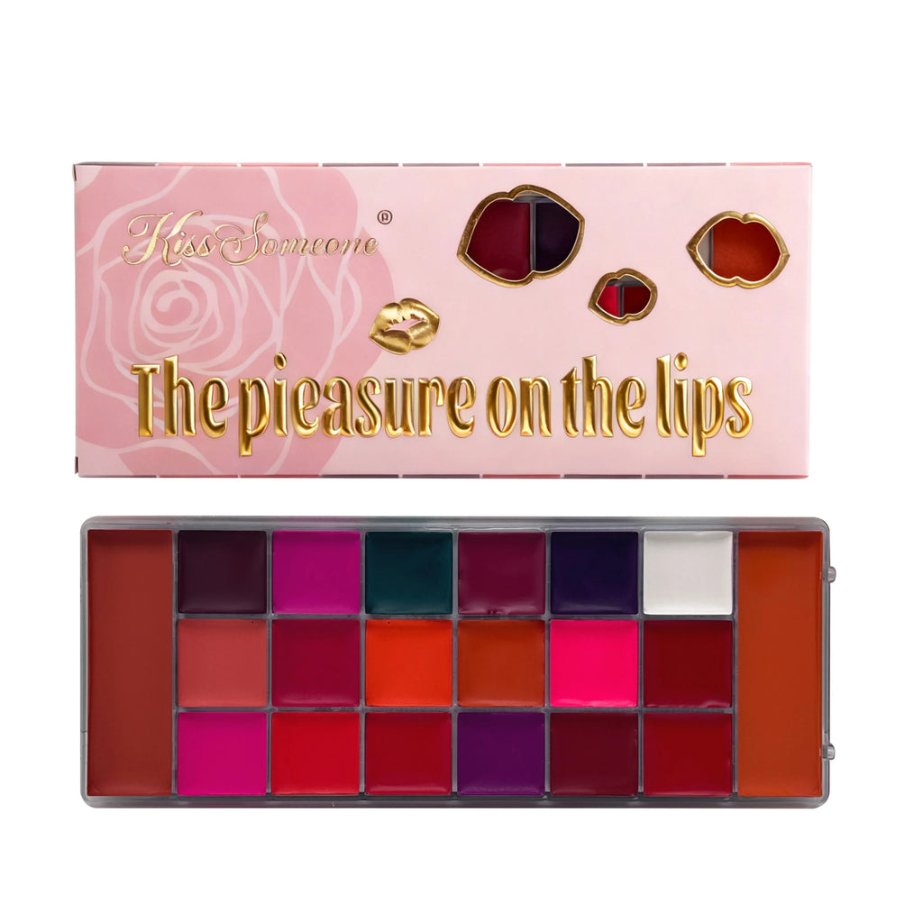20 Color Lip Color Waterproof Sweat Proof Powder Blusher All-in-One Makeup Plate Matte Color Makeup Mouth Red Lip Glaze Qme