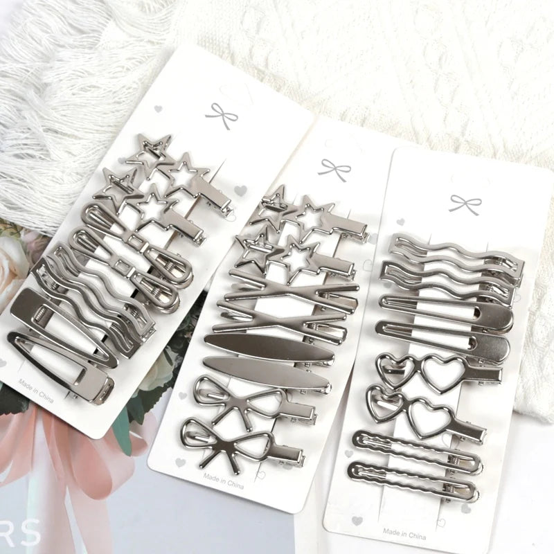 Sliver Metal Hair Clips Women Y2K Duckbill Hairpin Personality Qme