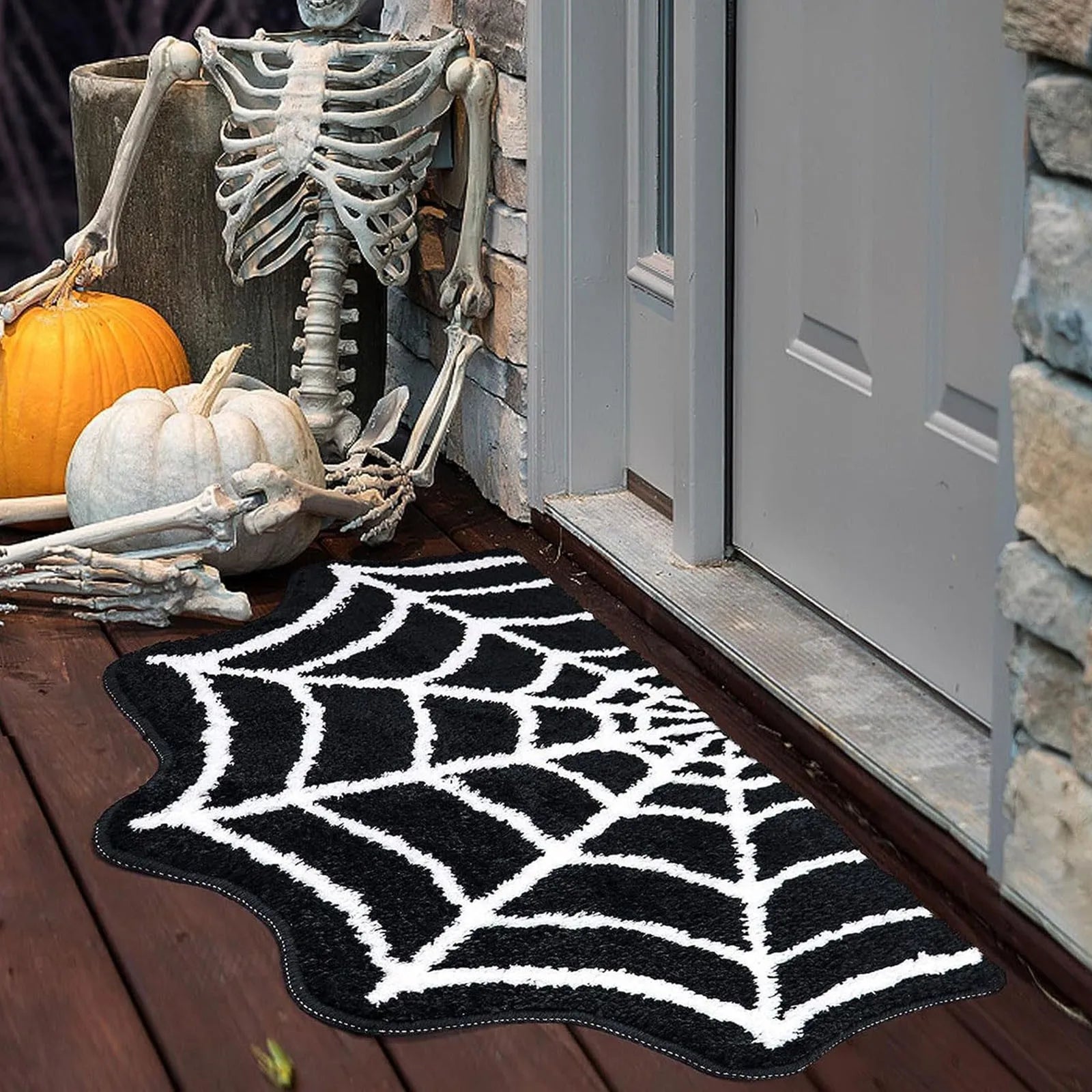 Halloween Carpet Floor Mat Doormat Halloween Creative Cute Cartoon Devil Pumpkin Bat Decoration Non-Slip Floor Door Mat Qme B One Size