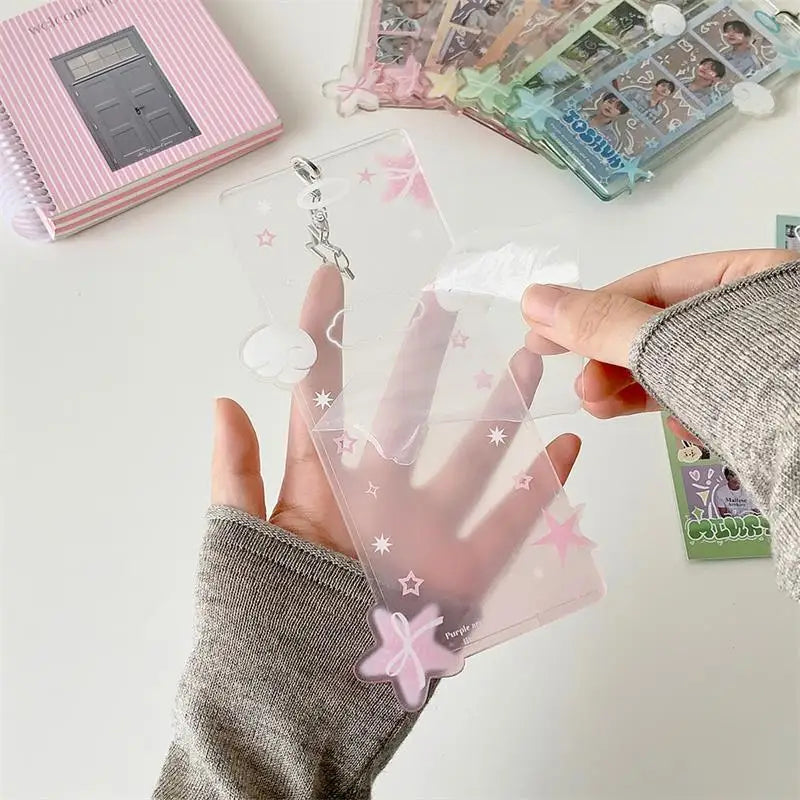 Cute Star Four-compartment Acrylic Photocard Holder Idol Photo Qme