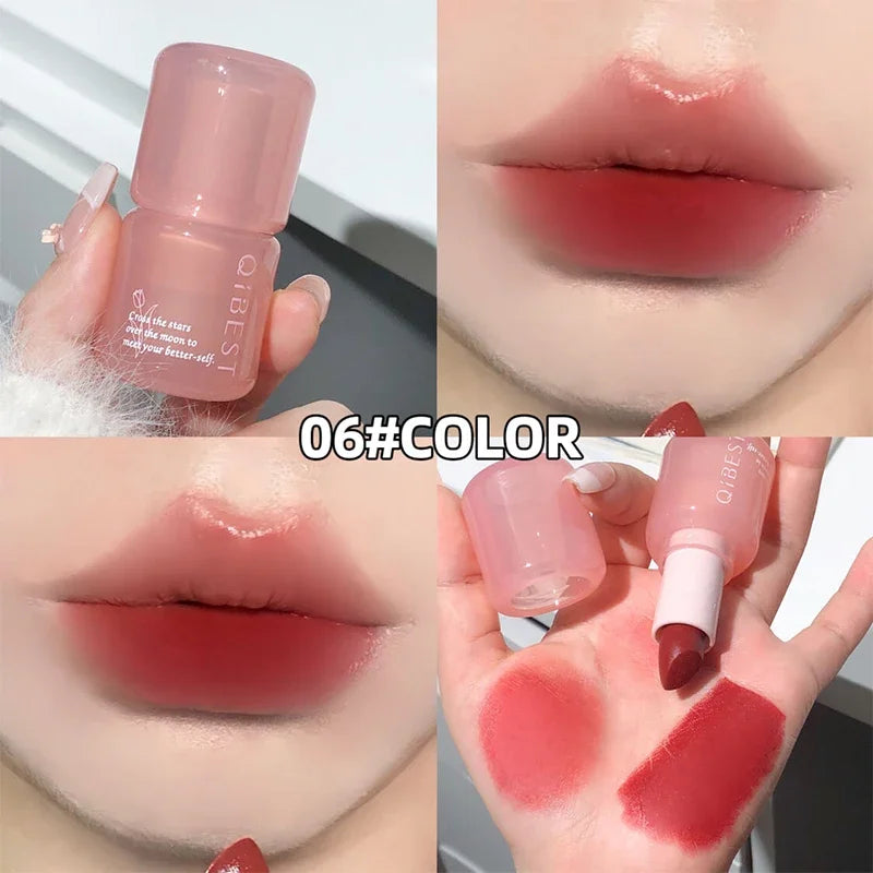 QIBEST Waterproof Lipstick Red Nude Lip Stain Moisturizing Natural Lipstick Highly Pigmented Lip Tint Long-lasting Makeup Gift Qme 06