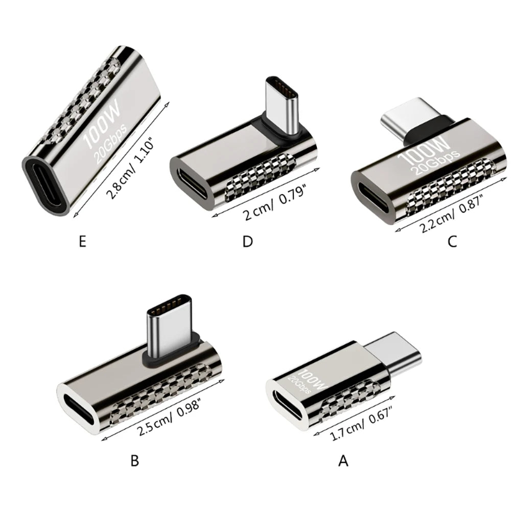USB C 90 Degree Converter USB 20Gbps Type C to USB C OTG Adapter 8K/4K 100W USB Type C Quike Charging Connector For TV Tablet Qme